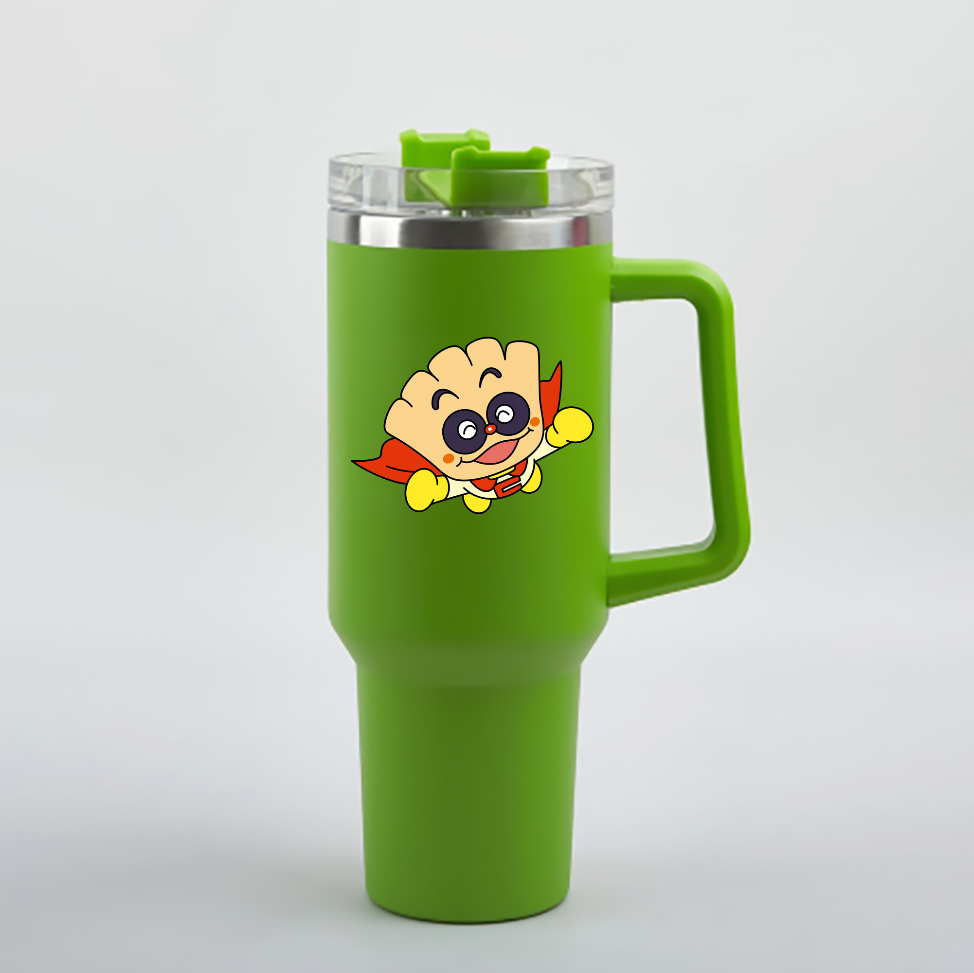 （画像用） アンパンマン Anpanman 1200mL車用タンブラー - クリスタルステッカー（プラスチックストロー付き）